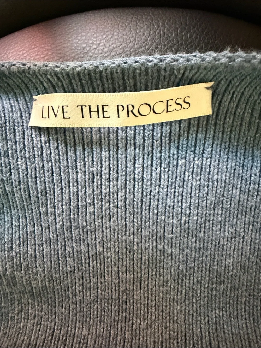 Live The Process V-Neck Cropped Sweater in Dusty Blue